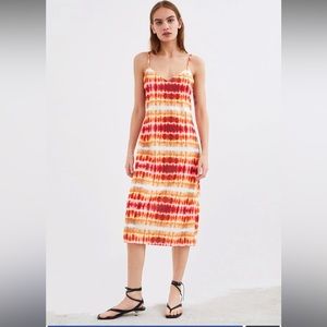 Zara Red Orange tie dye midi dress